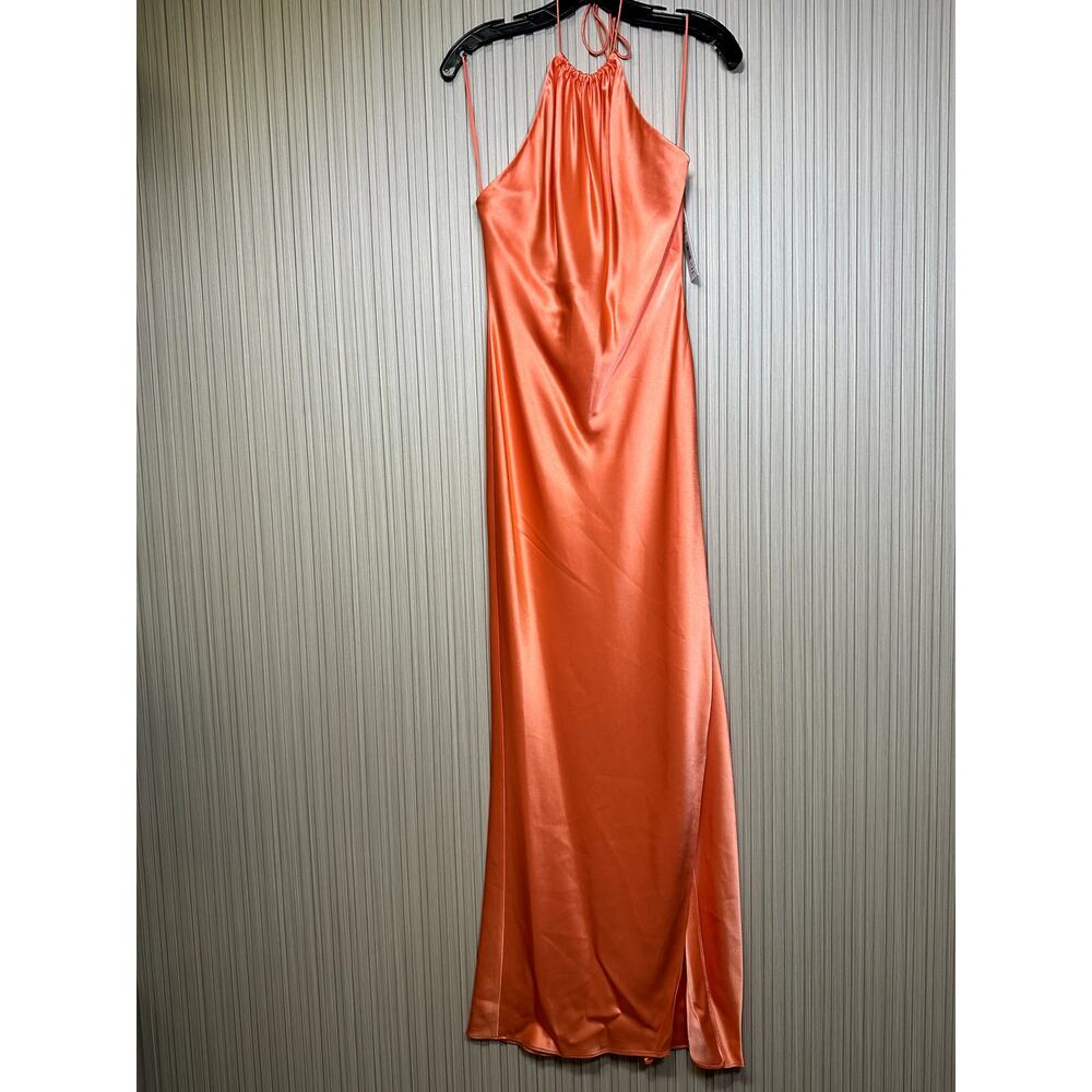 Alice + Olivia Zumi Open Back Halter Maxi Dress in Coral Sunset Size 8